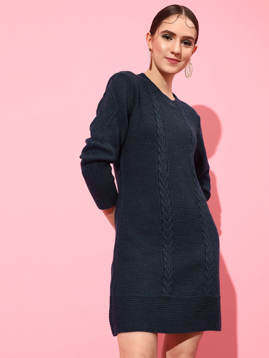 STREET 9 Self Design Acrylic Jumper Dress