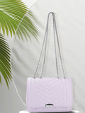 Lino Perros Women Lavender Quilted Structured Shoulder Bag