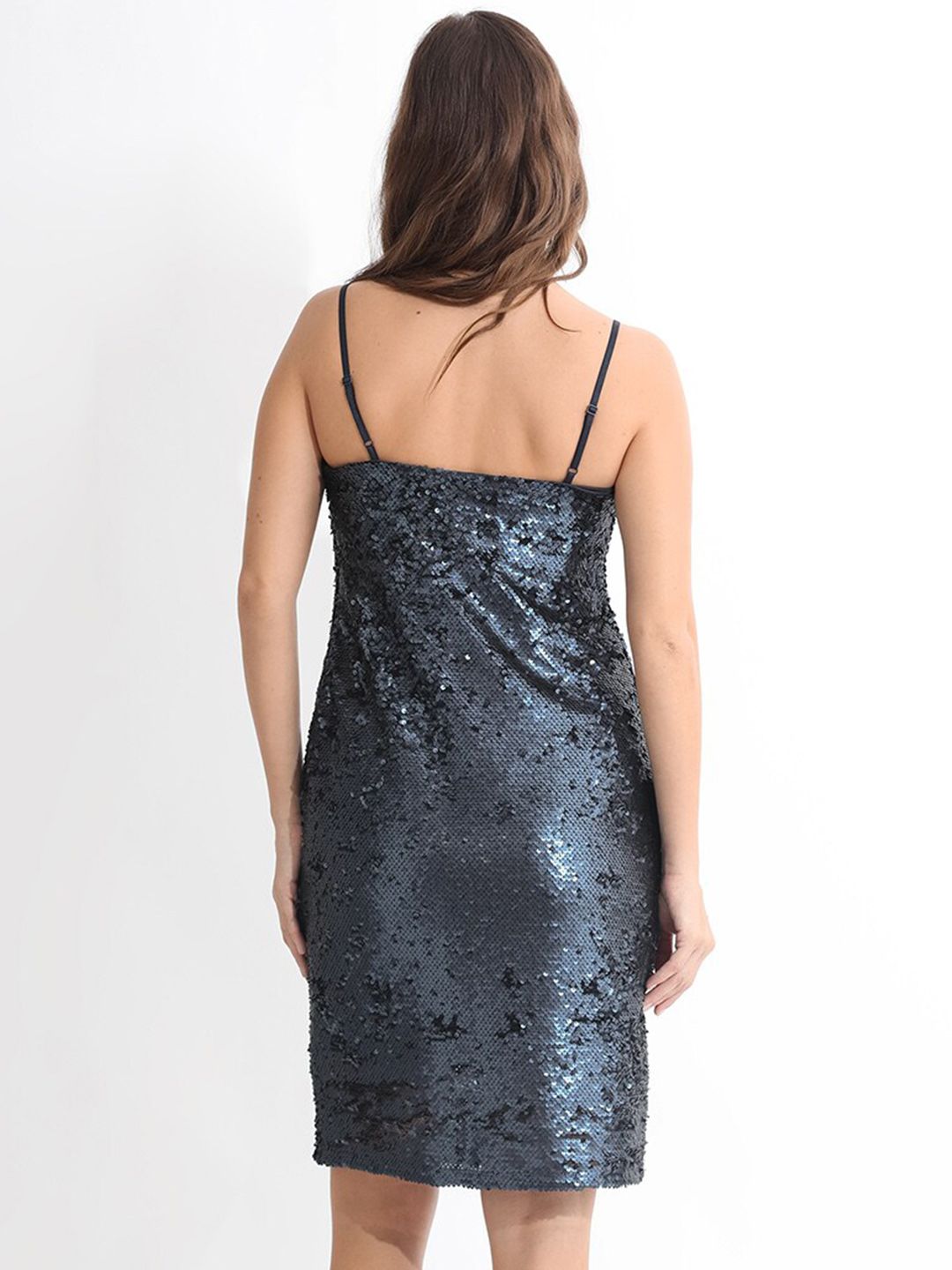 RAREISM Sequin Embellished Shoulder Straps Sheath Dress