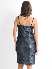 RAREISM Sequin Embellished Shoulder Straps Sheath Dress