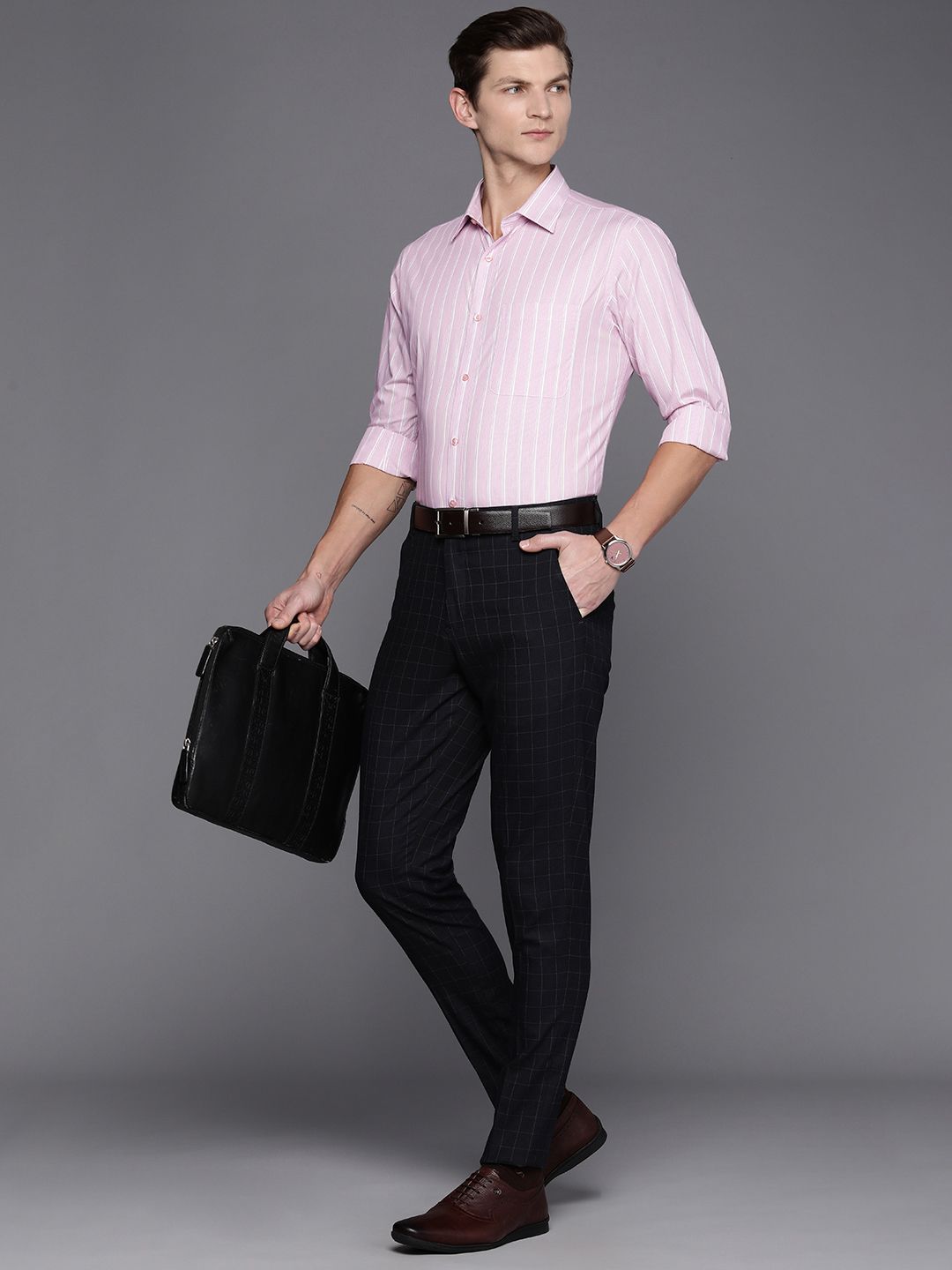 Raymond Men Pure Cotton Slim Fit Striped Formal Shirt