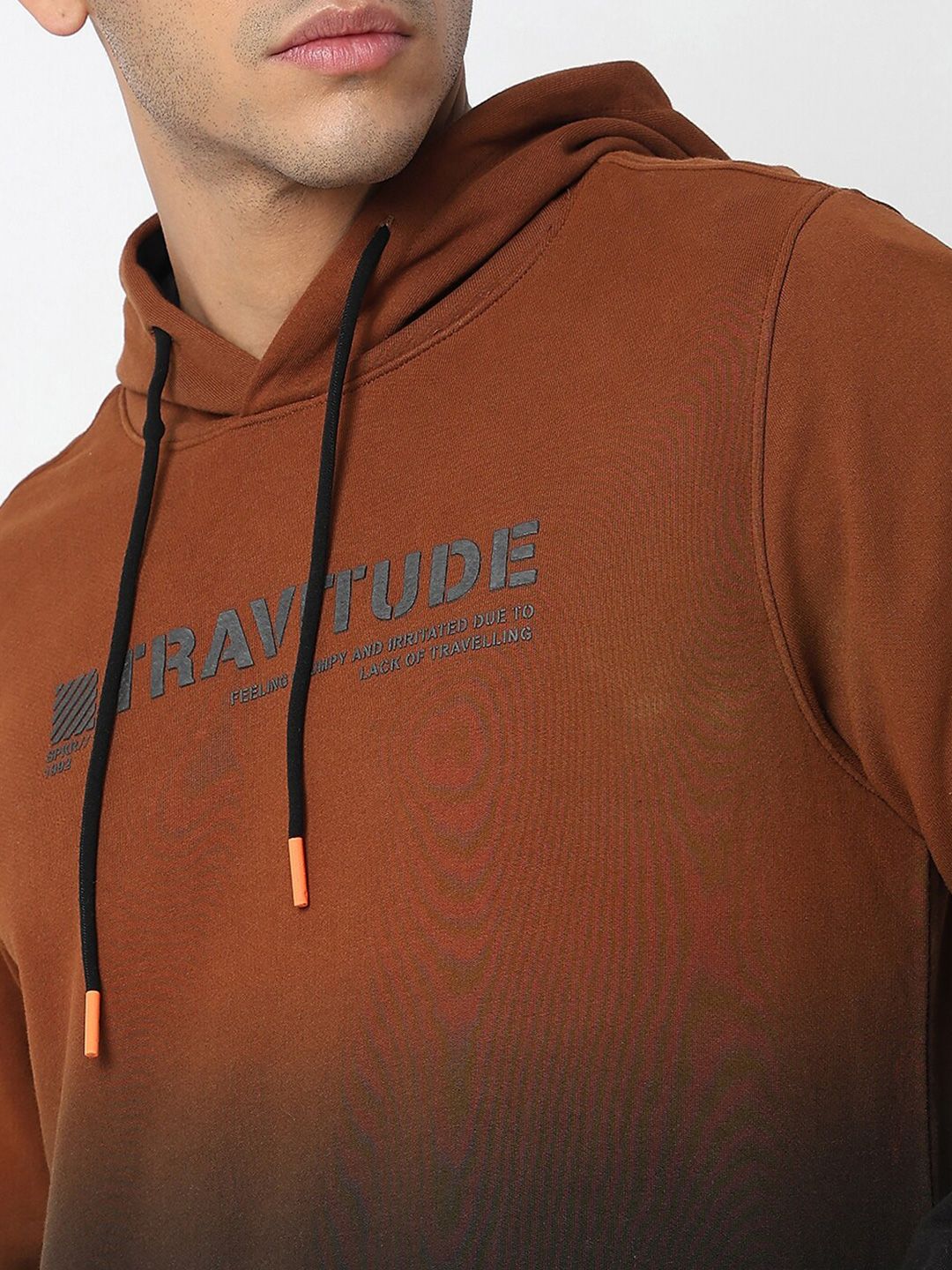 SPYKAR Typography Printed Hooded Cotton Sweatshirt