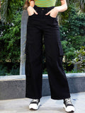 SASSAFRAS Women Wide Leg Stretchable Jeans