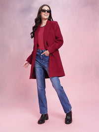 DressBerry Notched Lapel Collar Double Breasted Overcoat