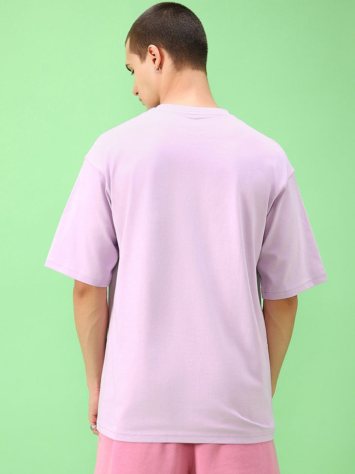 Bewakoof Men Purple Round Neck Oversized Cotton T-shirt