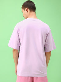 Bewakoof Men Purple Round Neck Oversized Cotton T-shirt