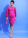 Tokyo Talkies Puff Sleeve Ruched Sheath Dress