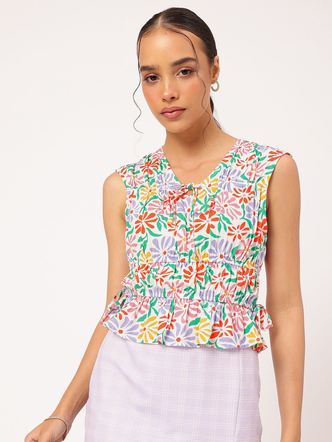 DressBerry Color Pop Petals Tiered Tie-Ups Top