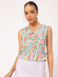 DressBerry Color Pop Petals Tiered Tie-Ups Top