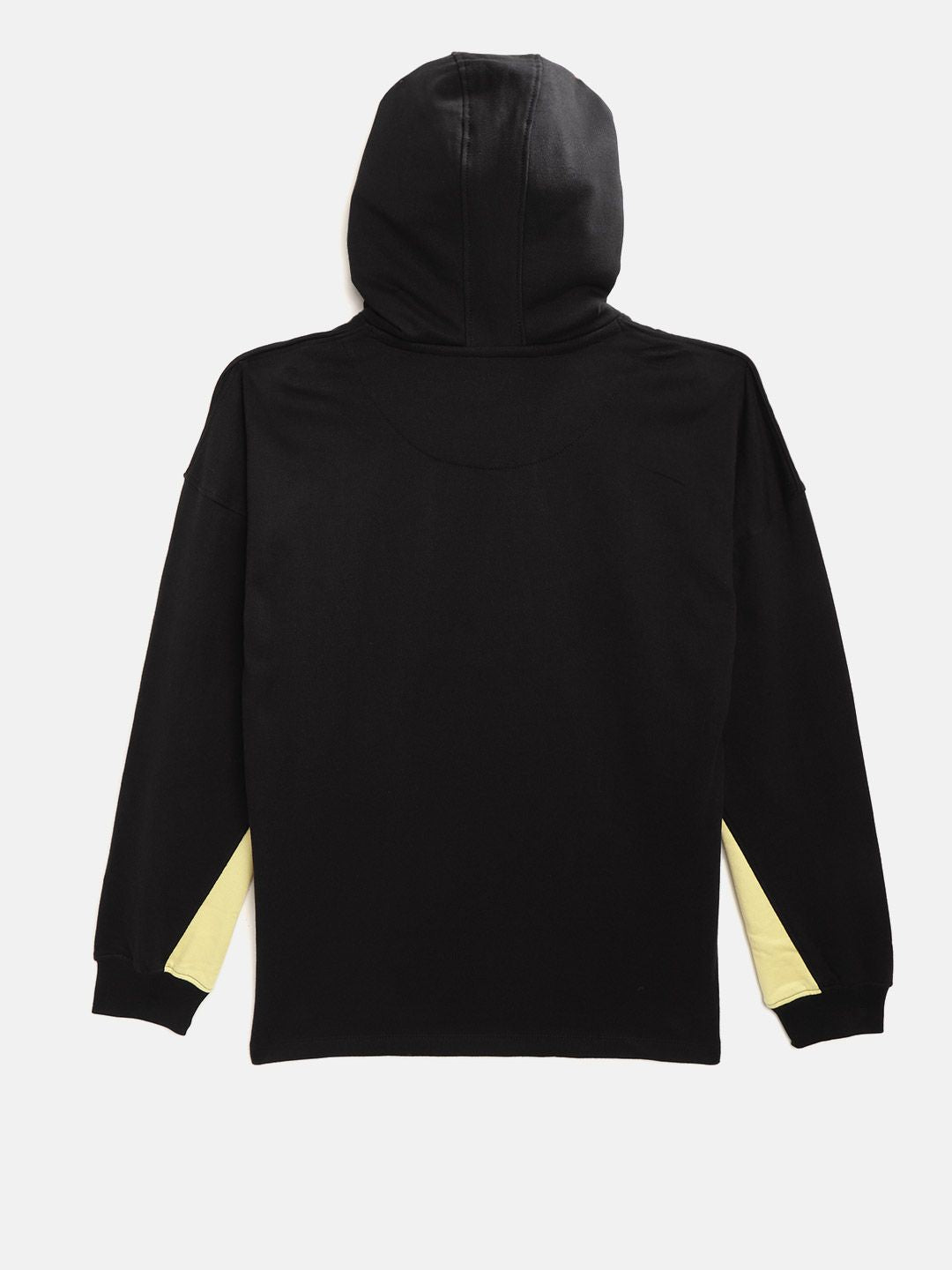 YK Boys Black & Yellow Graphic Print Hooded Sweatshirt