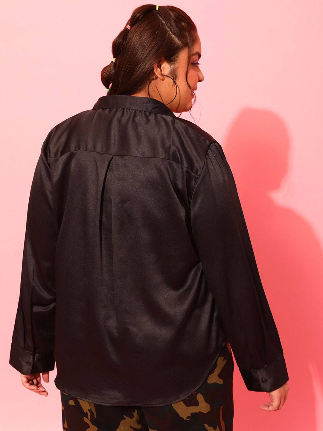 CURVY STREET Black Classic Opaque Casual Shirt