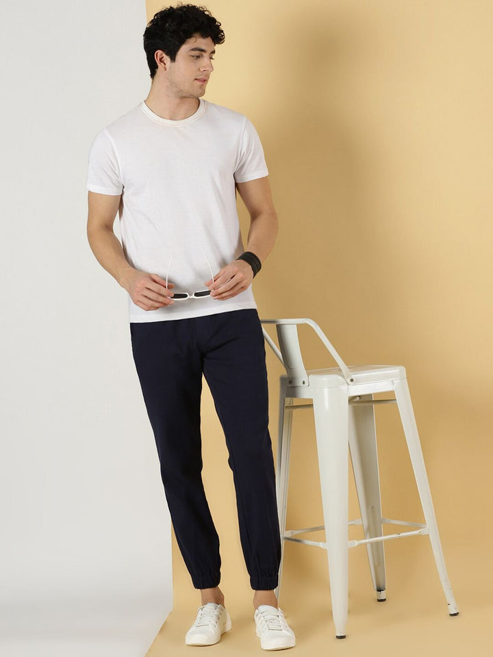 Thomas Scott Men Mid-Rise Smart Linen Cotton Joggers