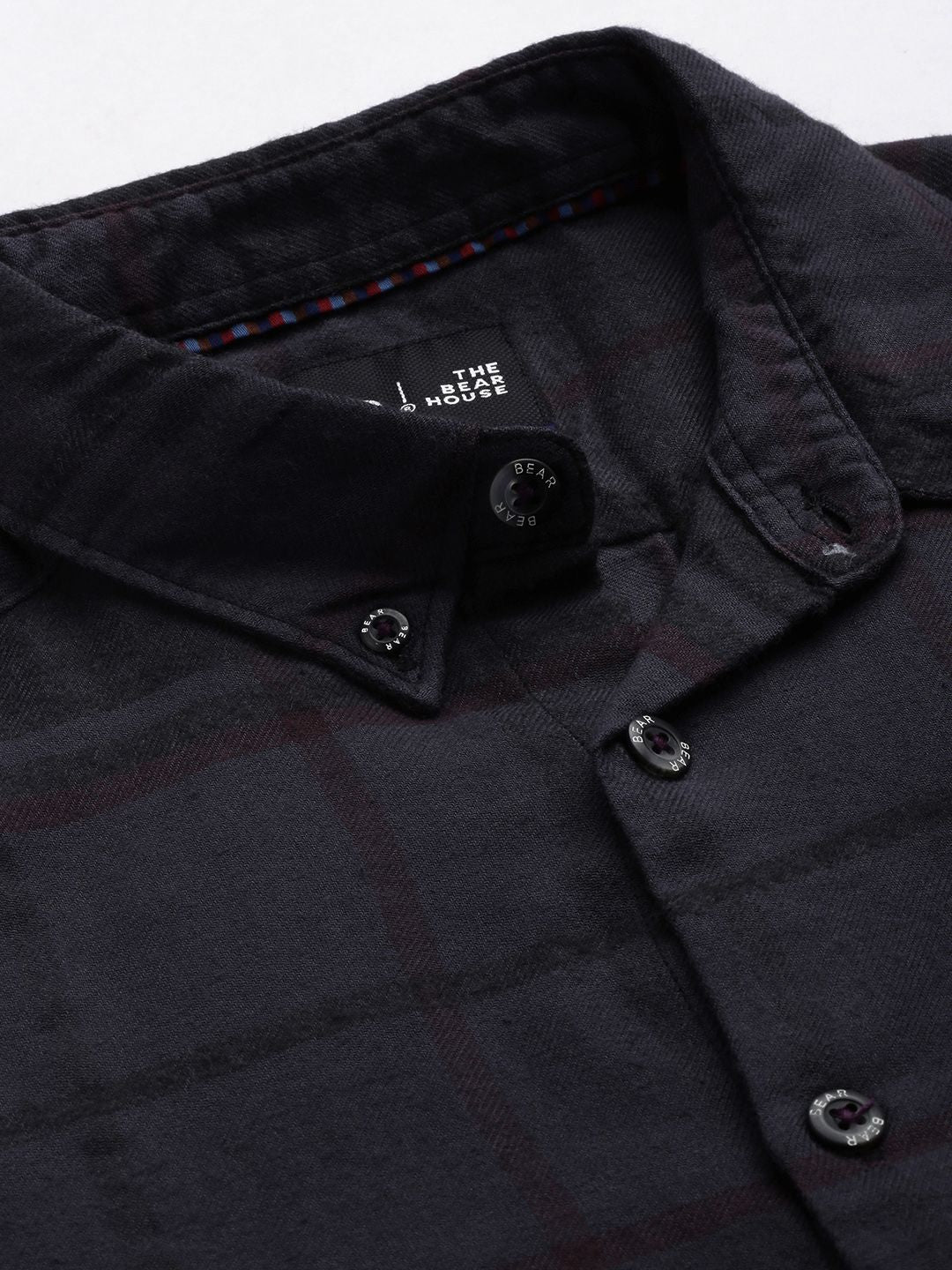 THE BEAR HOUSE Ardor Edition Men Navy Blue Cotton Slim Fit Windowpane Checked Casual Shirt
