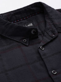 THE BEAR HOUSE Ardor Edition Men Navy Blue Cotton Slim Fit Windowpane Checked Casual Shirt