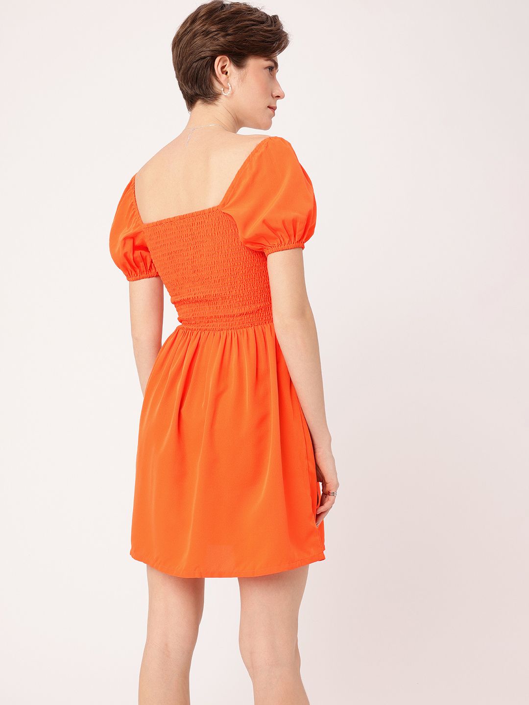 DressBerry Dreamy Drapes Smocked & Bow Detailed A-Line Mini Dress