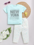 Moms Love Girls Printed T-Shirt With Trousers