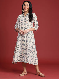 Anouk Woven Design Pure Cotton Shirt Style Ethnic Dress