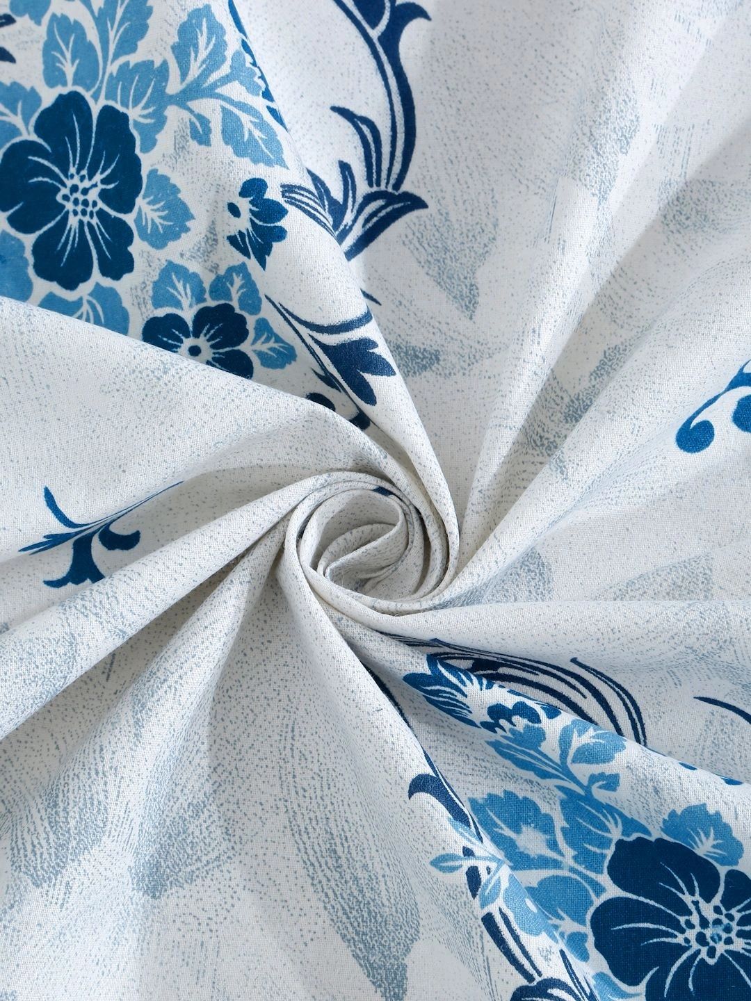Myntra Elegant Homes Blue & White Floral 400 TC Single Bedsheet with 1 Pillow Covers