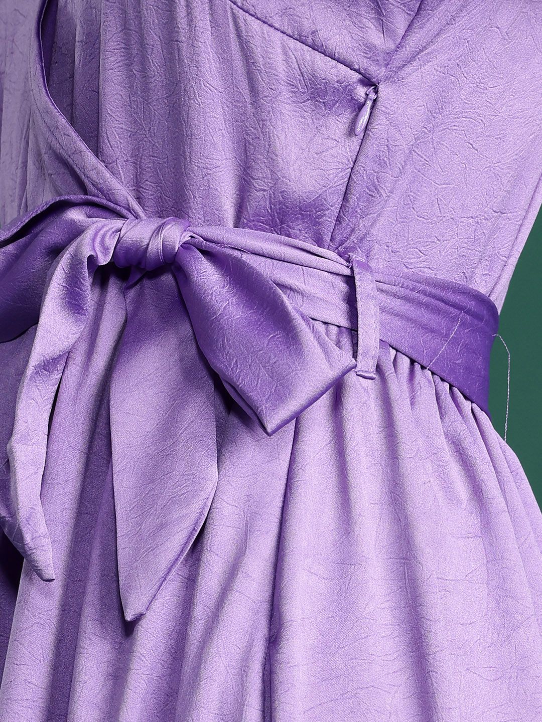 DressBerry Puff Sleeve Ruffled Satin Maxi Dress