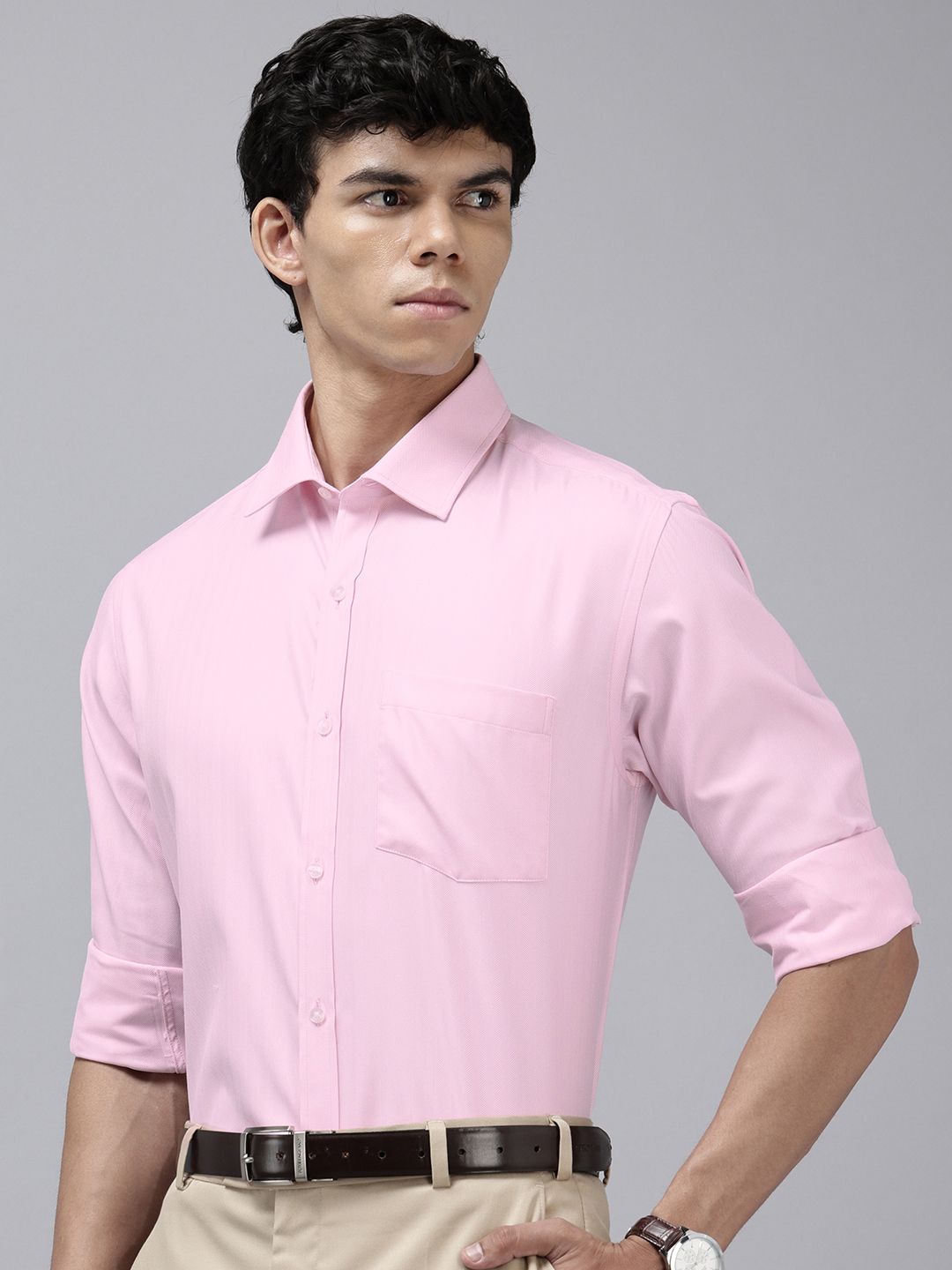 Park Avenue Self Design Slim Fit Textured Formal Shirt