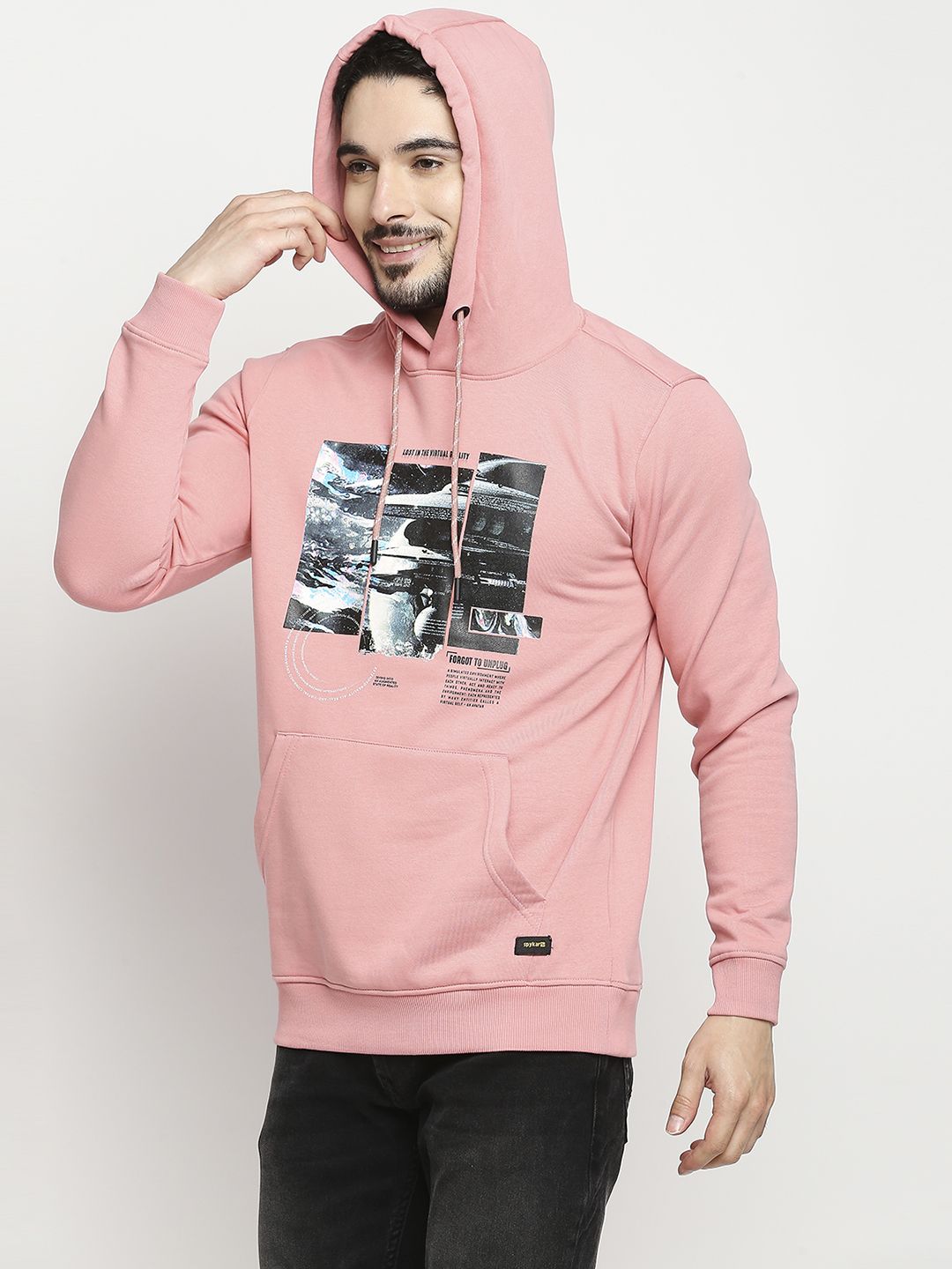 SPYKAR Graphic Printed Hooded Sweatshirt