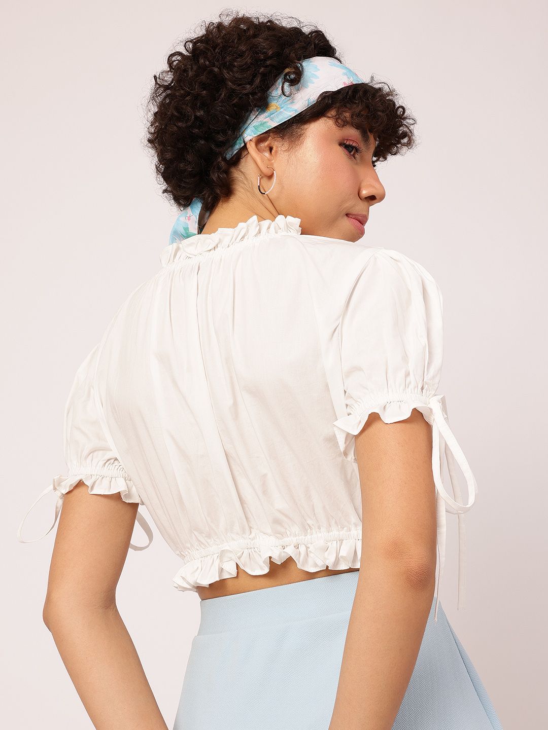 DressBerry Soft Grunge Glam Tie-Up Blouson Crop Top