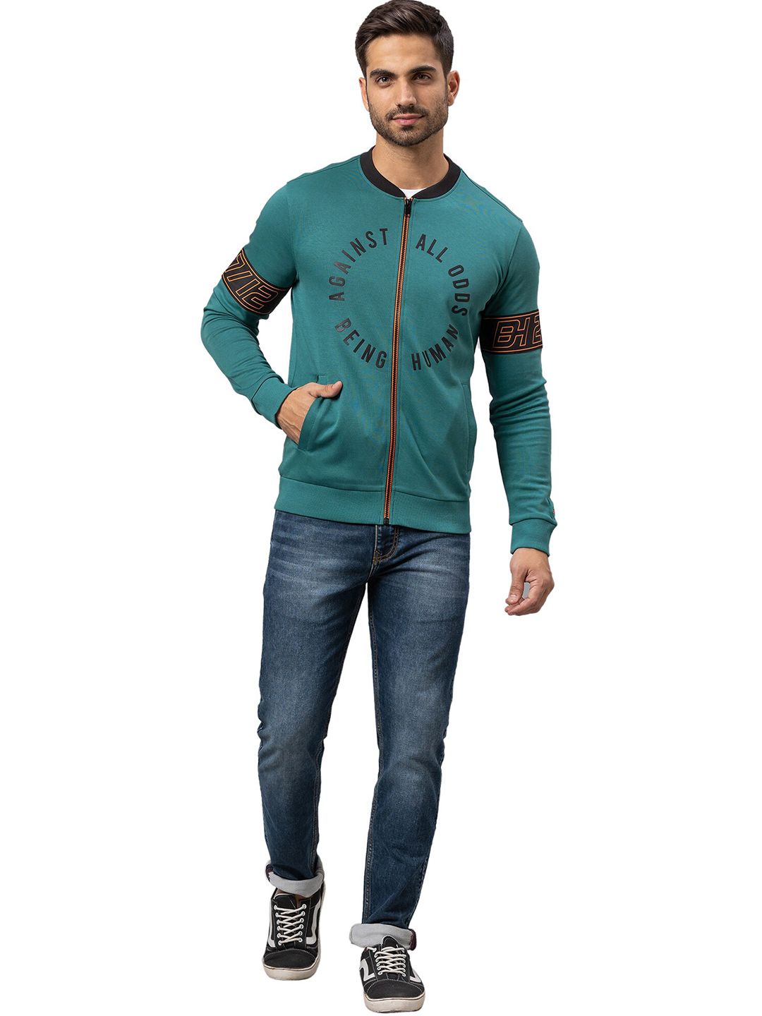 Being Human Men Teal Printed Sweatshirt