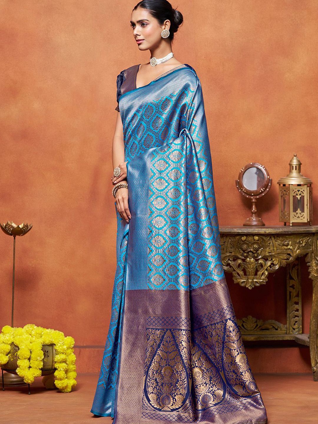 KALINI Woven Design Zari Banarasi Saree
