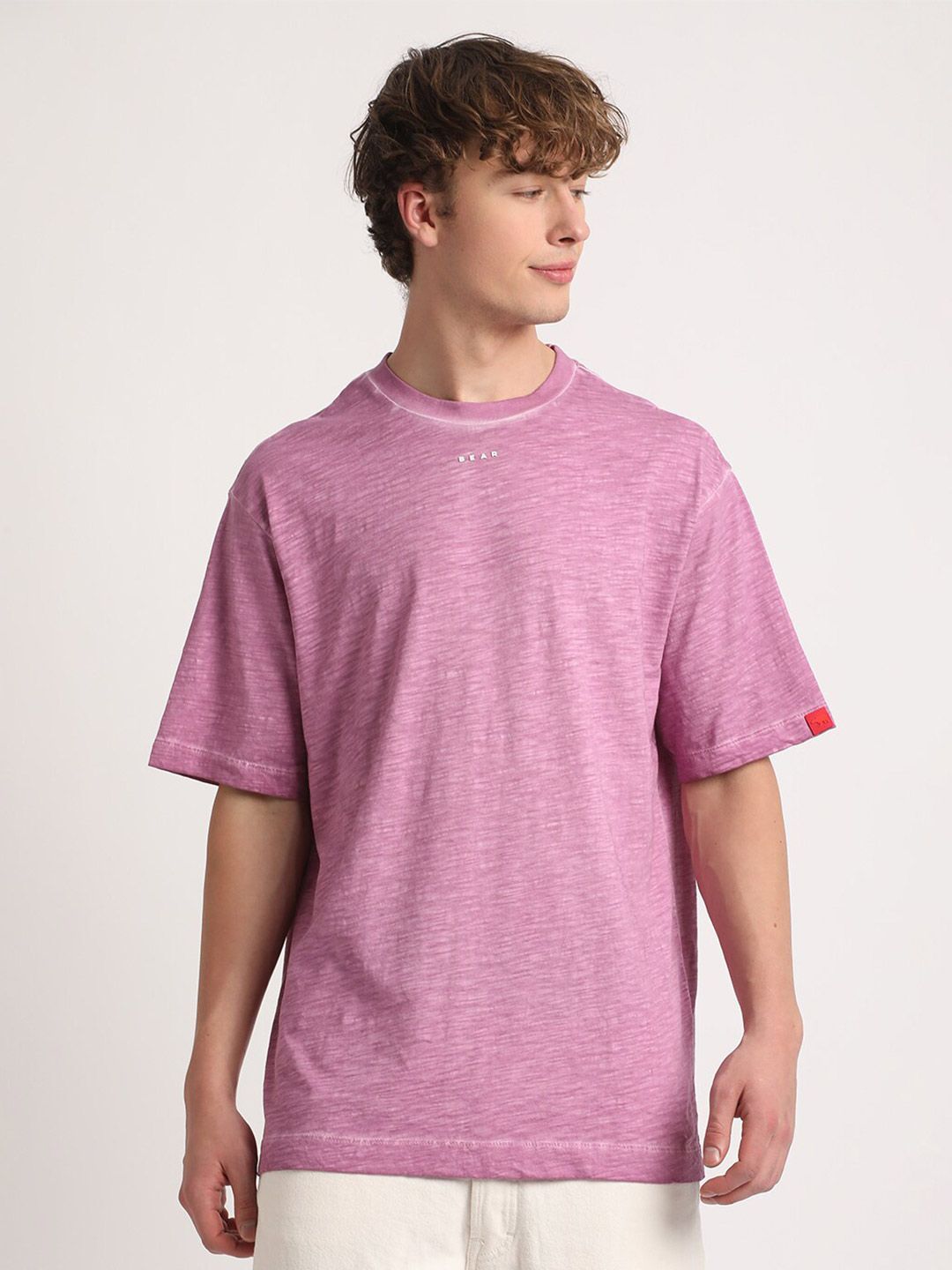 THE BEAR HOUSE Round Neck Drop-Shoulder Pure Cotton T-shirt