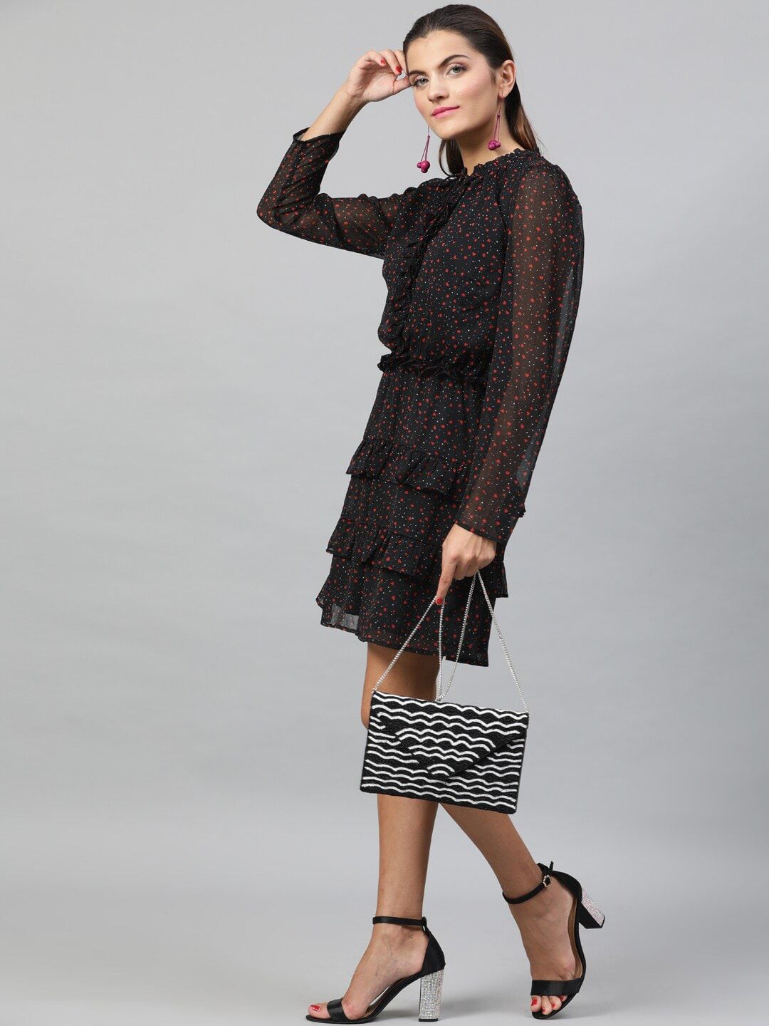 STREET 9 Women Black Printed A-Line Dress