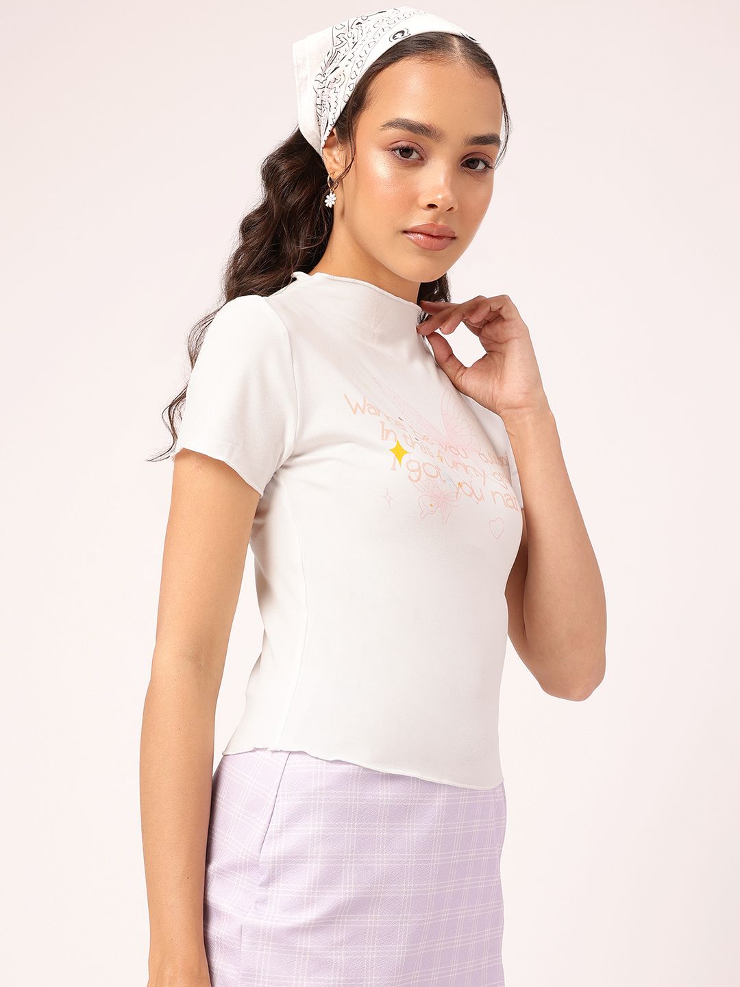 DressBerry Soft Girl Printed High Neck Tee