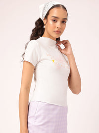 DressBerry Soft Girl Printed High Neck Tee