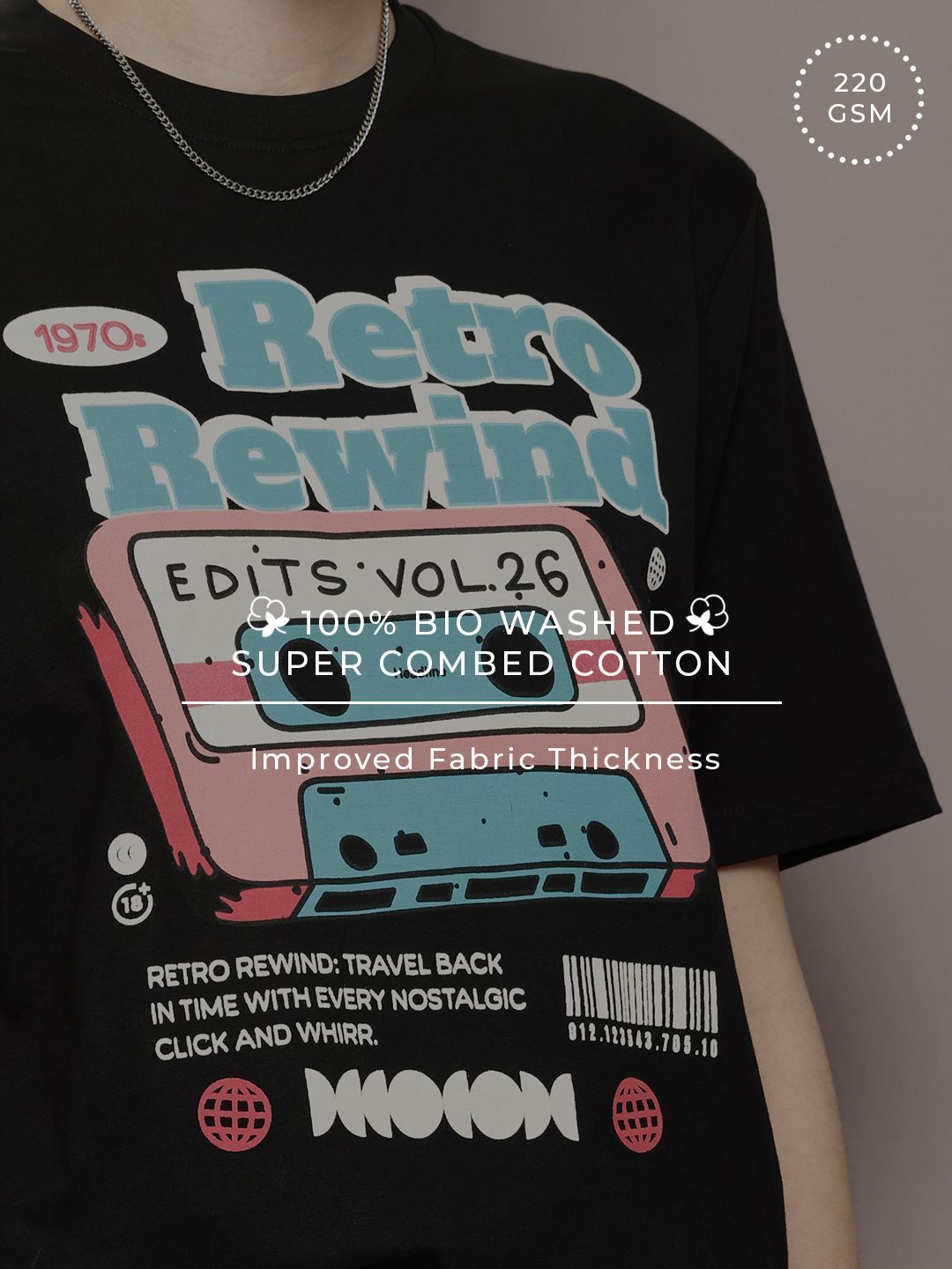 DILLINGER Graphic Printed Drop-Shoulder Sleeves Oversized Pure Cotton T-shirt