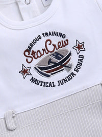 Moms Love Infant Boys Pure Cotton Romper with Applique Detail