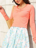 Peachy Crush Lacey Whispers Ruched Textured Fitted Top