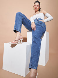 SASSAFRAS BASICS Women Regular Fit High-Rise Clean Look Heavy Fade Baggy  Jeans