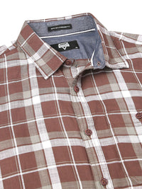 Thomas Scott Slim Fit Tartan Checked Spread Collar Long Sleeves Cotton Casual Shirt