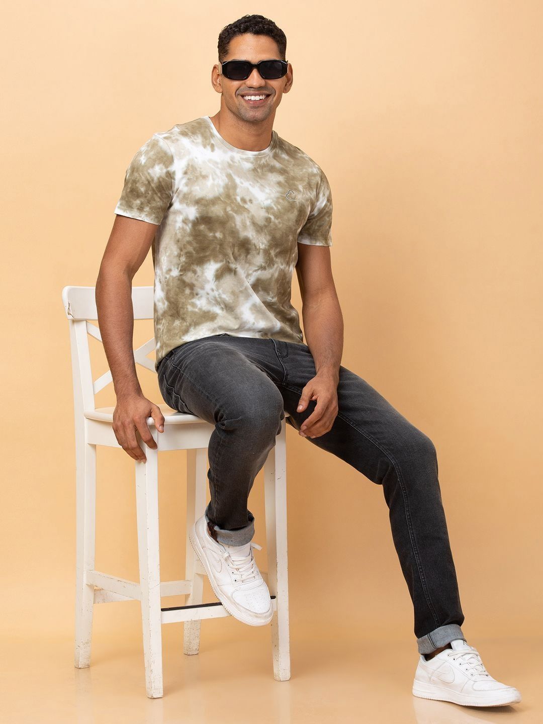 Being Human Men Dyed Raw Edge Slim Fit T-shirt