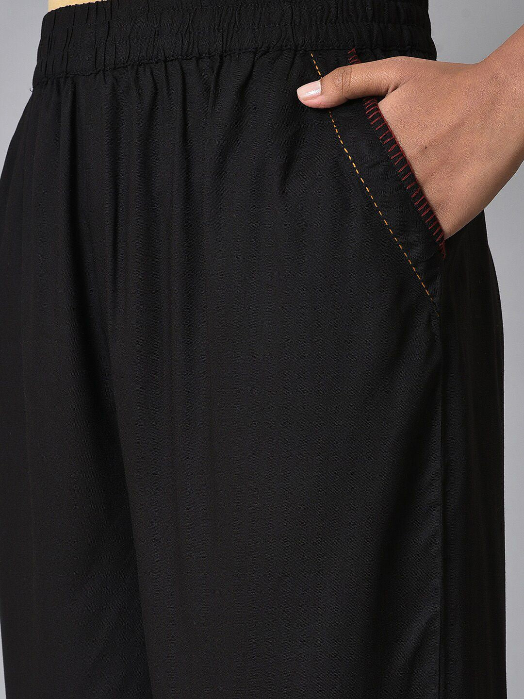 W Ethnic Motifs Printed Thread Work Straight Kurta with Trousers