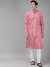 See Designs Men Pink Striped Kurta