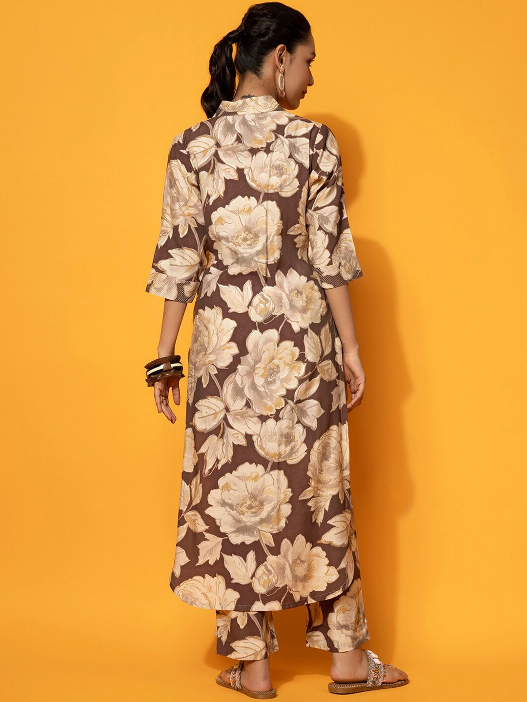 Libas Floral Printed V-Neck Tunic with Palazzo