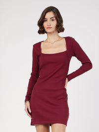 SASSAFRAS Square Neck Sheath Mini Dress