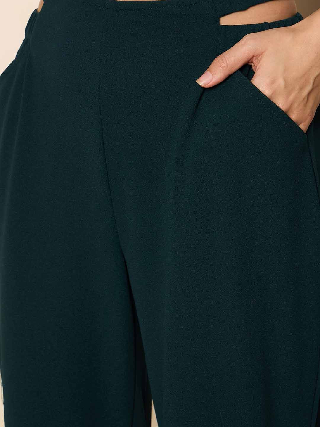 Antheaa Women Solid Smart High-Rise stretchable Trousers