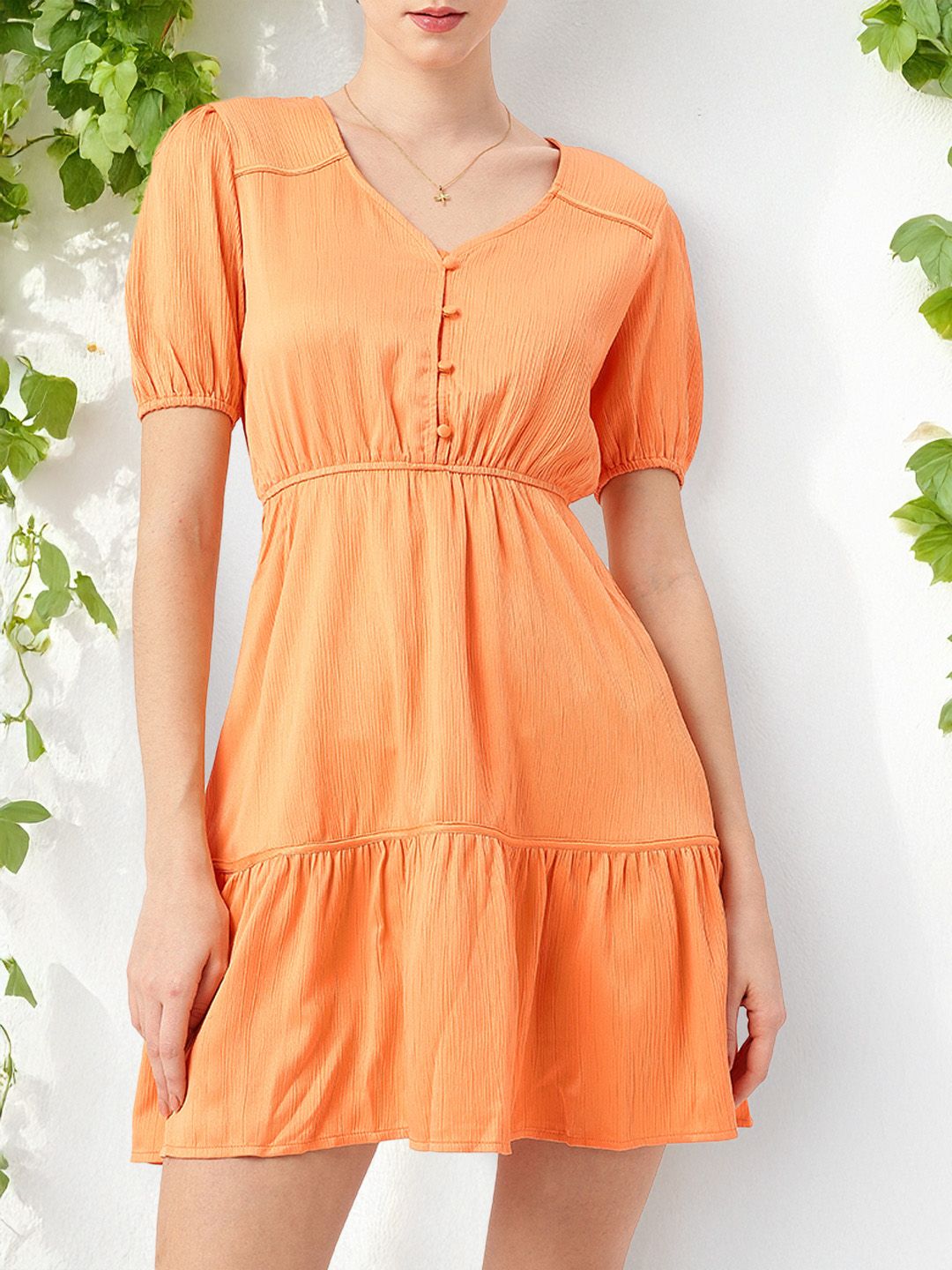 DressBerry Citrus Dream Minimalist Muse Tiered Dress