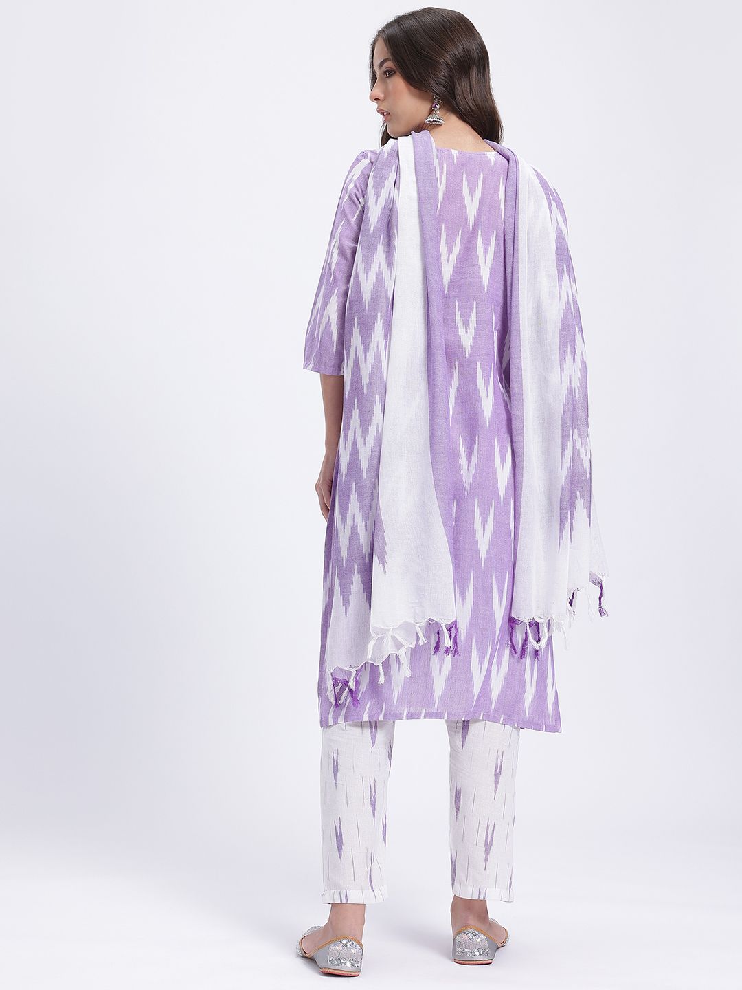 Anouk Ikat Print Kurta with Trousers & With Dupatta