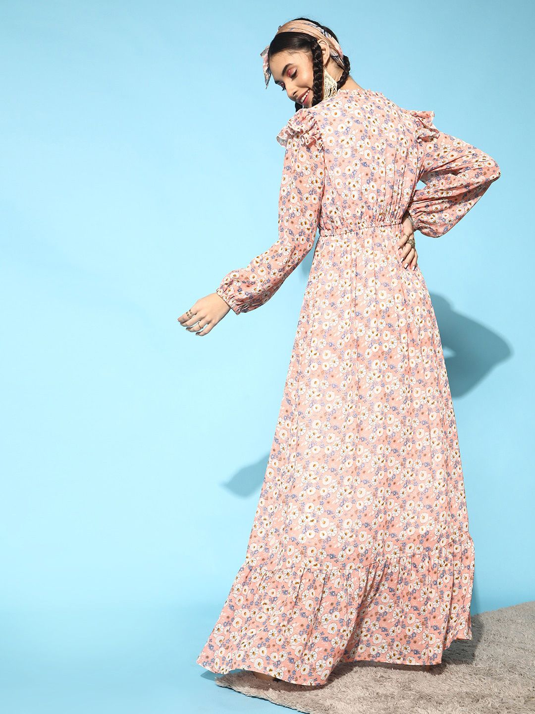 STREET 9 Women Attractive Peach Floral Dress