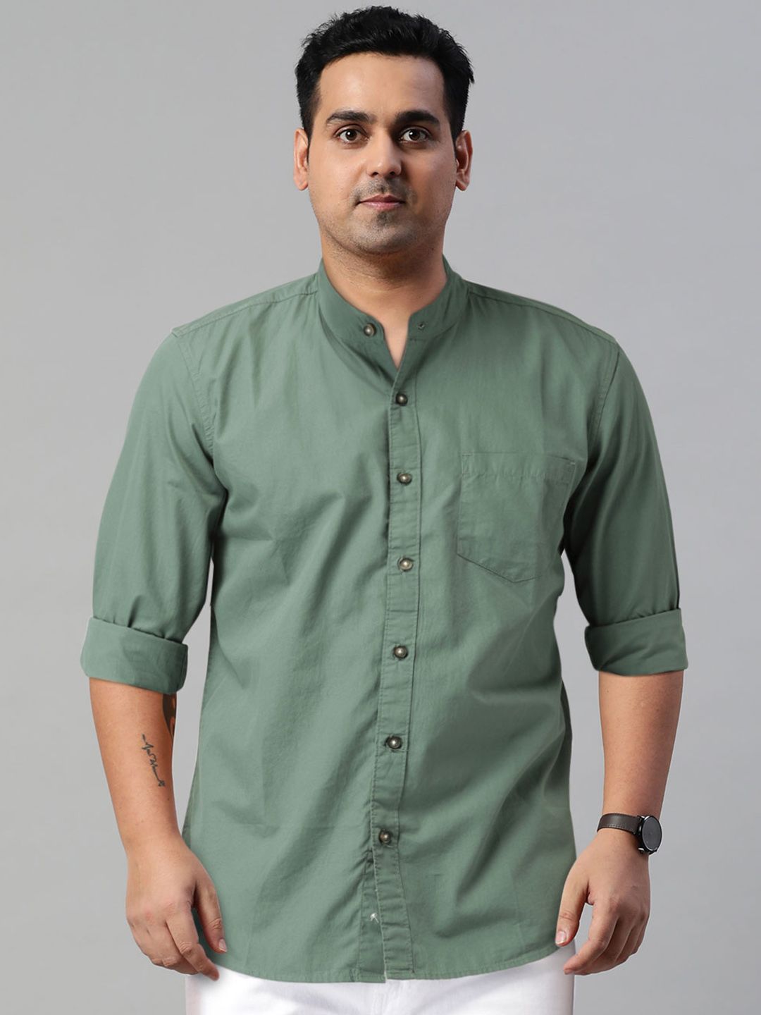 HIGHLANDER Men Green Slim Fit Casual Shirt