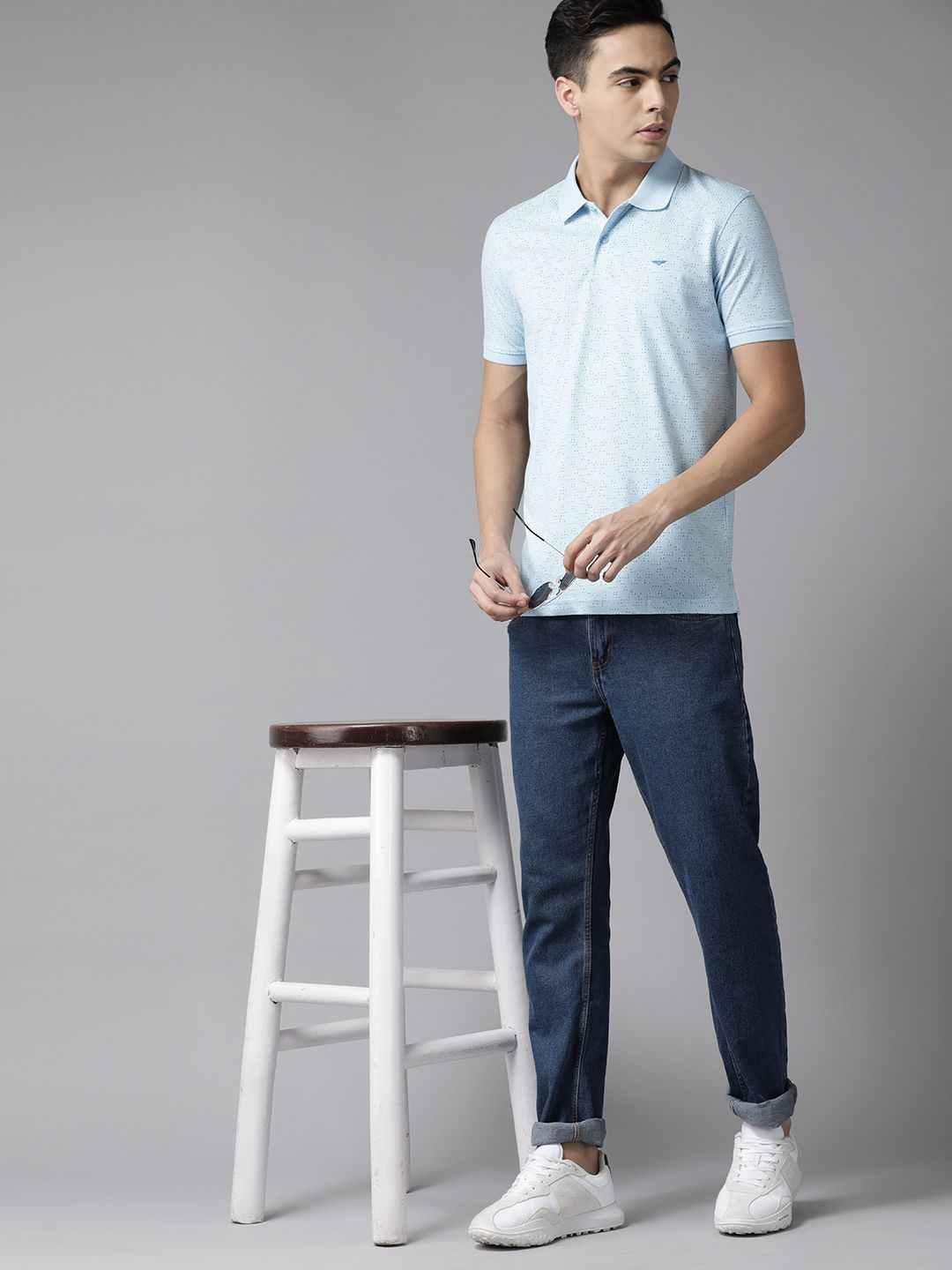 Park Avenue Men Printed Polo Collar Slim Fit T-shirt