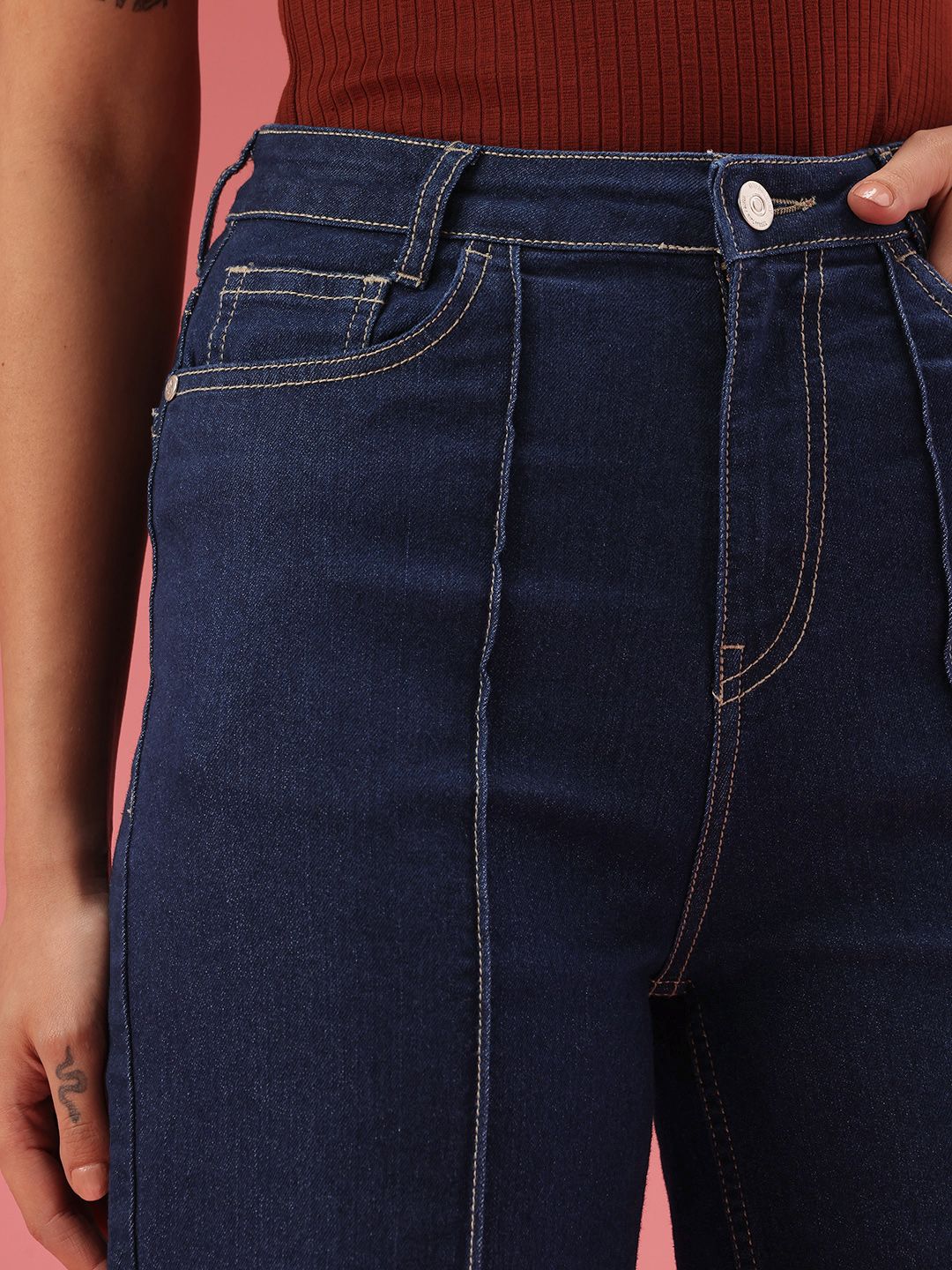 DressBerry Women Straight Fit High-Rise Jeans