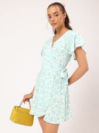 DressBerry Floral Frenzy Fluttery Wrap Mini Dress